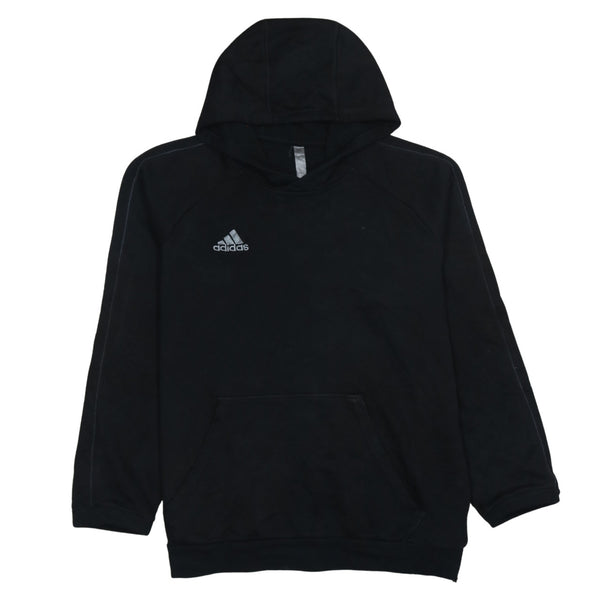 Adidas 90's Drawstring Pockets Pullover Hoodie Medium  Black