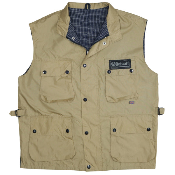 Vintage 90's Belstaff Beige Cream Gilet Sleeveless Vest Medium