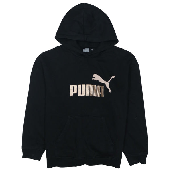 Vintage 90's Puma Black Spellout Pullover Hoodie Large