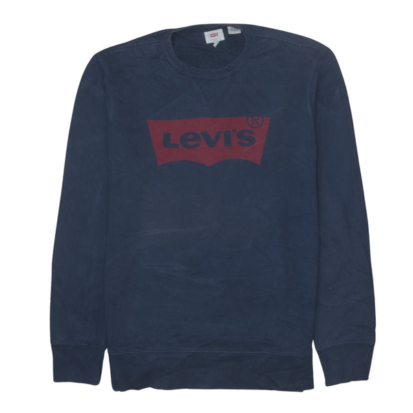 Levi's 90's Spellout Crew Neck Sweatshirt Medium Navy Blue