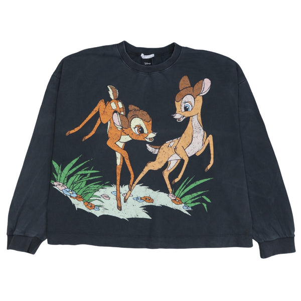 Disney 90's Bambi Crew Neck Sweatshirt Medium Black