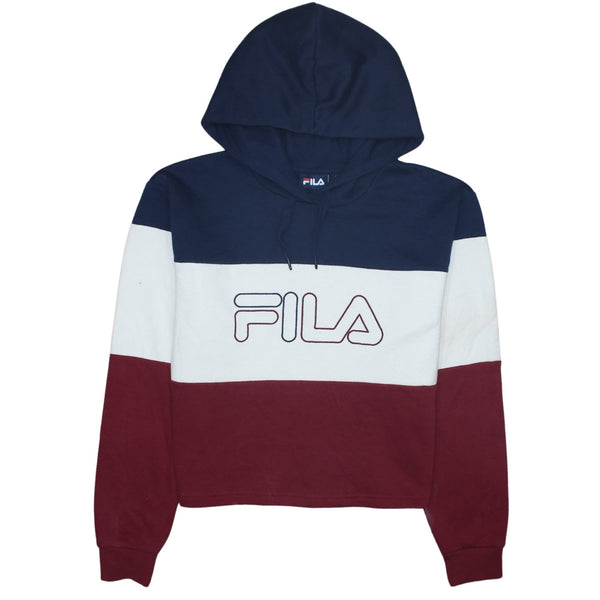 Fila 90's Spellout Pullover Hoodie Large Navy Blue
