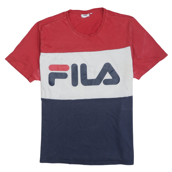 Fila 90's Spellout Short Sleeves T Shirt XLarge Navy Blue
