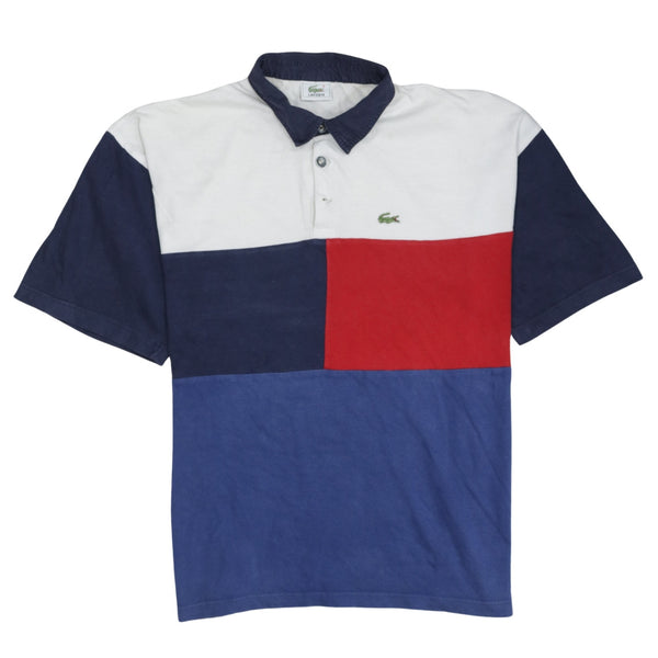 Lacoste 90's Short Sleeves Quarter Button Polo Shirt Large Blue