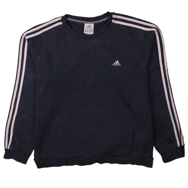 Adidas Vintage 90's Navy Blue Striped Sleeve Crew Neck Sweatshirt XLarge