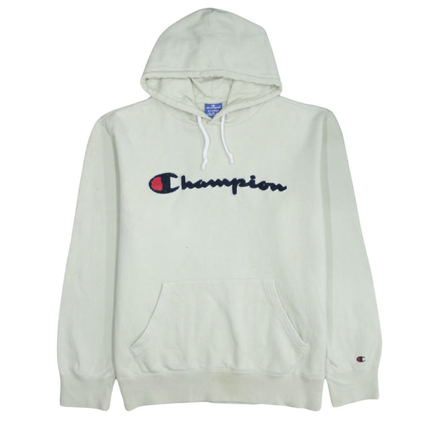 Champion 90's Spellout Pullover Hoodie XLarge Beige Cream