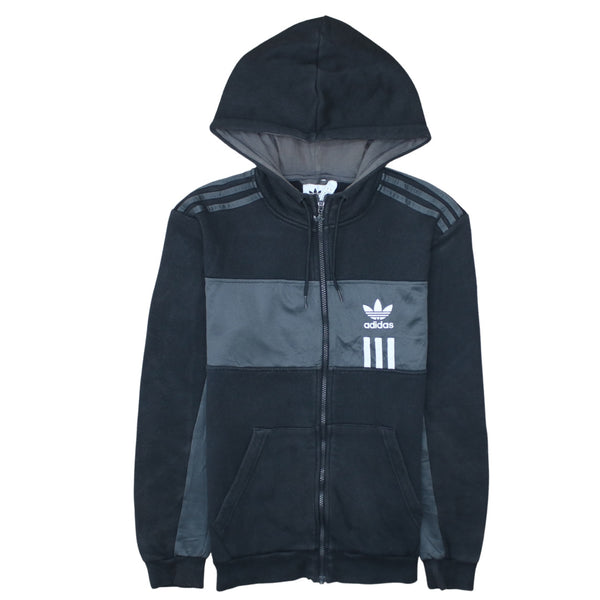 Adidas 90's Drawstring Pockets Full Zip Up Hoodie Small Black