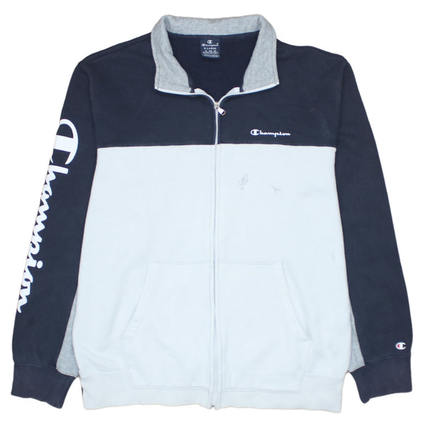 Champion 90's Lightweight Full Zip Up Sweatshirt XLarge Navy Blue