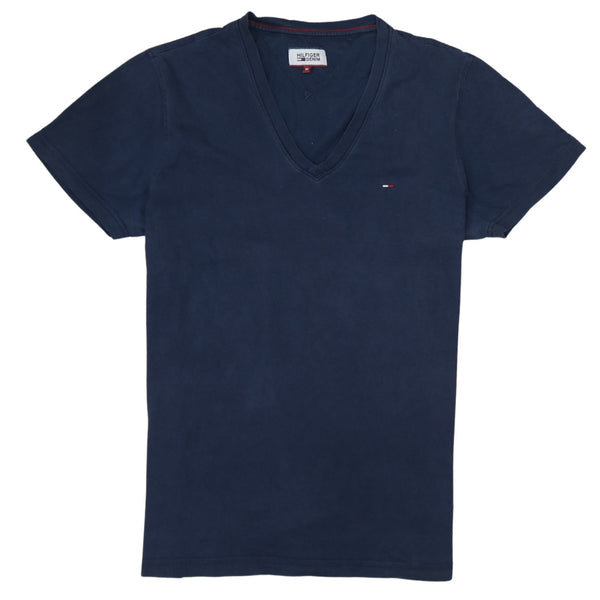 Tommy Hilfiger 90's Short Sleeves V Neck T Shirt Medium Navy Blue