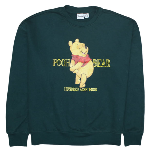 Disney 90's Pooh Bear Crew Neck Sweatshirt Small Green