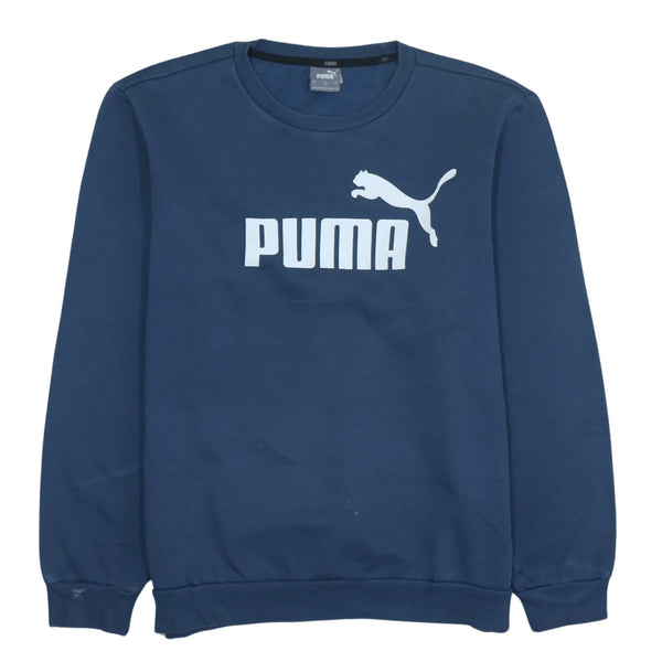 Puma 90's Navy Blue Crew Neck Spellout Sweatshirt Large Vintage