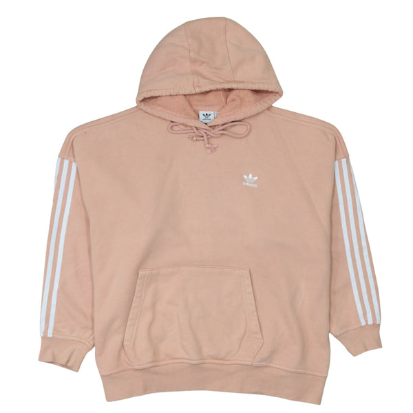 Adidas 90's Striped Sleeve Pullover Hoodie Small Pink