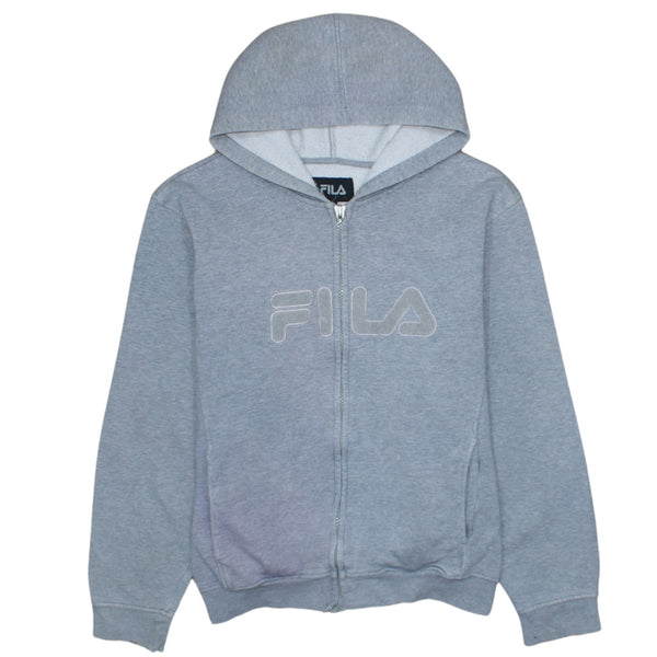 Fila 90's Grey Spellout Zip Hoodie 2XL Women's Vintage Retro Style