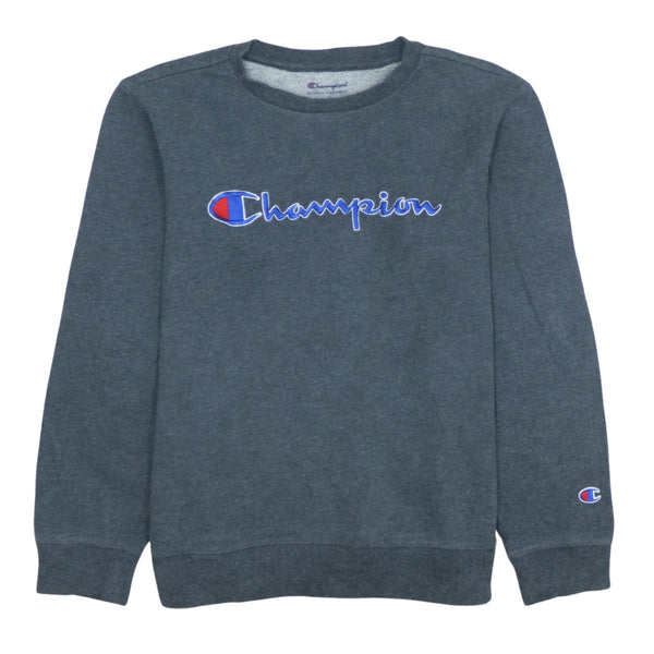 Vintage Champion 90's Grey Spellout Crew Neck Sweatshirt Men's Large