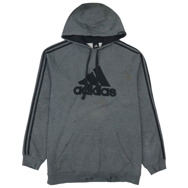 Adidas 90s Spellout Pullover Hoodie XL Grey - Vintage Menswear