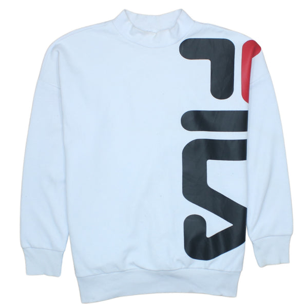 Fila 90's Vintage Spellout Crew Neck Sweatshirt Medium White