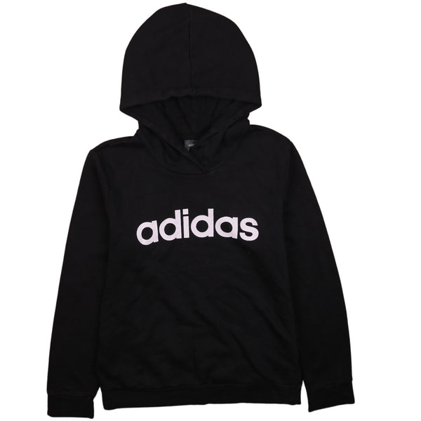 Adidas 90's Black Spellout Pullover Hoodie Women's Medium Vintage