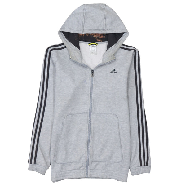 Adidas 90's Striped Sleeve Full Zip Up Hoodie Medium  Grey