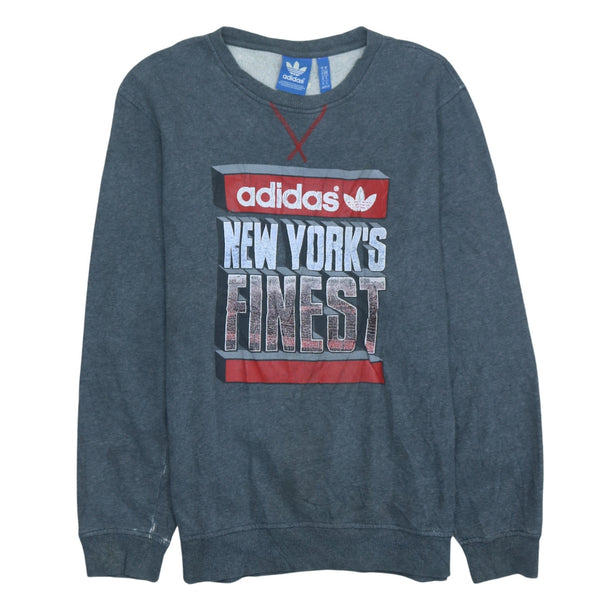 Adidas Vintage 90's Grey Spellout Crew Neck Sweatshirt Men's Medium