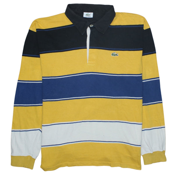 Lacoste 90's Long Sleeve Quarter Button Polo Shirt Large Black