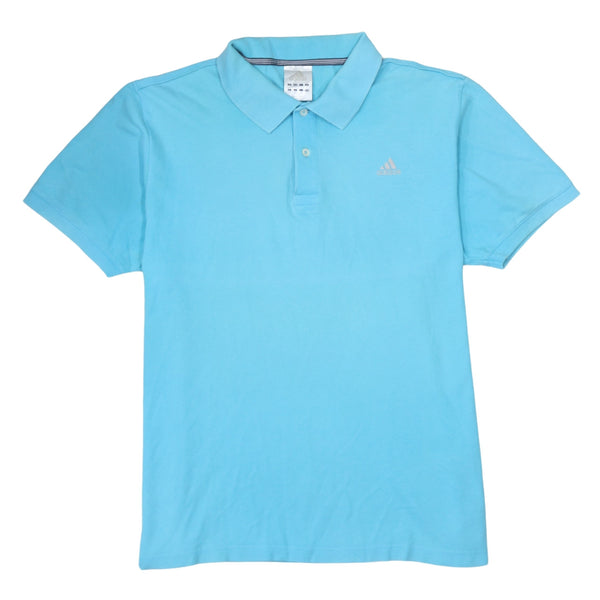 Adidas 90's Short Sleeves Quarter Button Polo Shirt XLarge Blue