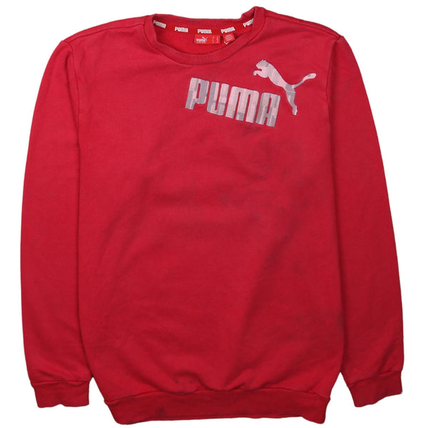 Puma 90's Red Spellout Crew Neck Sweatshirt Women's XLarge Vintage