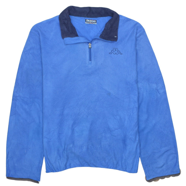Kappa Men's Large Blue 90s Hiking Warm Quarter Zip Fleece Jumper