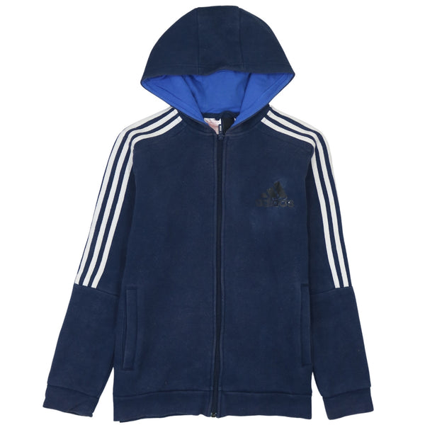 Adidas 90's Striped Sleeve Full Zip Up Hoodie Large  Navy Blue