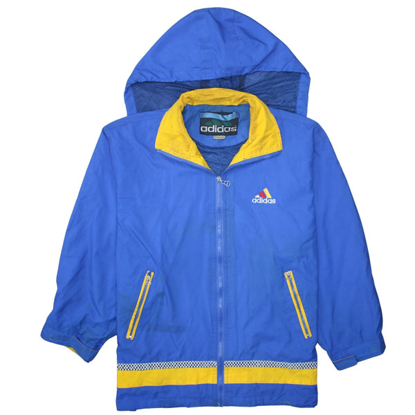 Adidas 90's Hooded Full Zip Up Windbreaker Large  Blue