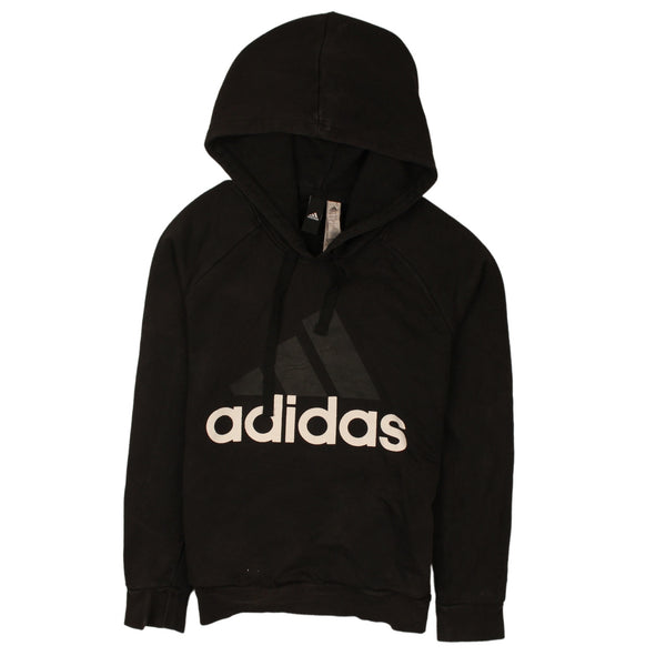 Adidas Women's 90's Black Spellout Hoodie, Vintage Small Pullover