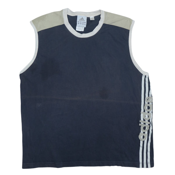 Adidas 90's Vest Sleeveless Crew Neck Gilet Large Navy Blue