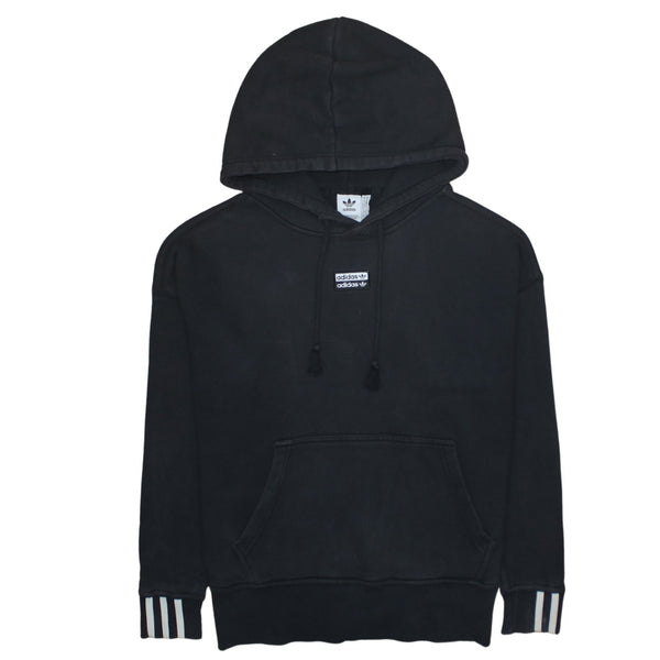 Adidas 90's Striped Cuff Pullover Hoodie XSmall Black