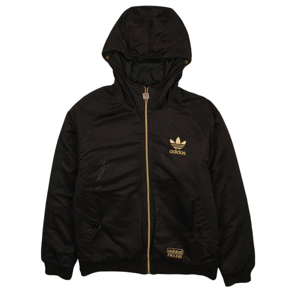 Adidas 90's Black Hooded Zip Windbreaker, Men's Medium, B Grade