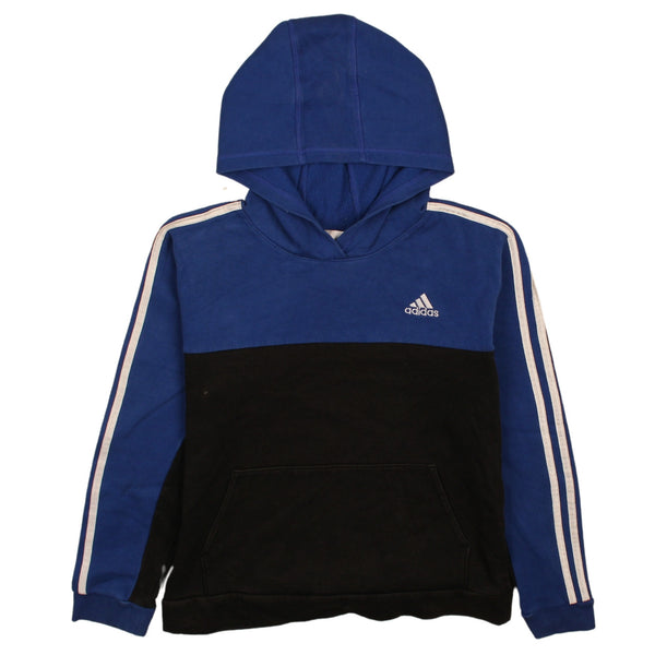 Adidas 90's Vintage Women's Large Striped Sleeve Hoodie Black