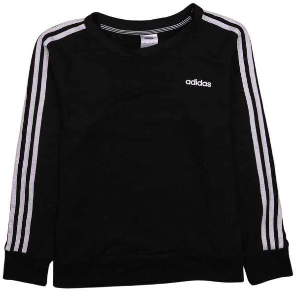 Adidas Vintage 90s Women's Medium Black Crew Neck Striped Sweatshirt