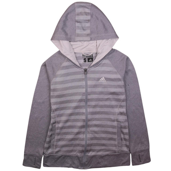Adidas 90's Striped Full Zip Up Hoodie Small Grey