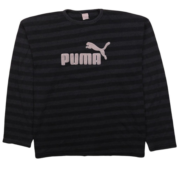 Puma Vintage 90's Black Spellout Striped Sweatshirt Men's Medium
