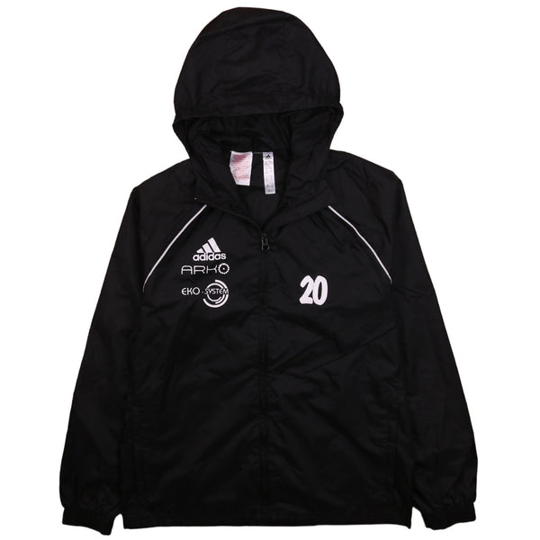 Adidas Vintage 90's Black Hooded Full Zip Up Windbreaker L Women's