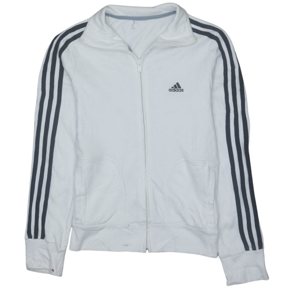 Adidas 90's Striped Sleeve White Full Zip Sweatshirt Small