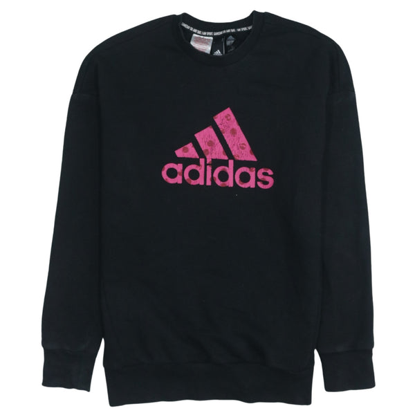 Adidas Vintage 90's Black Spellout Crew Neck Sweatshirt Women's L