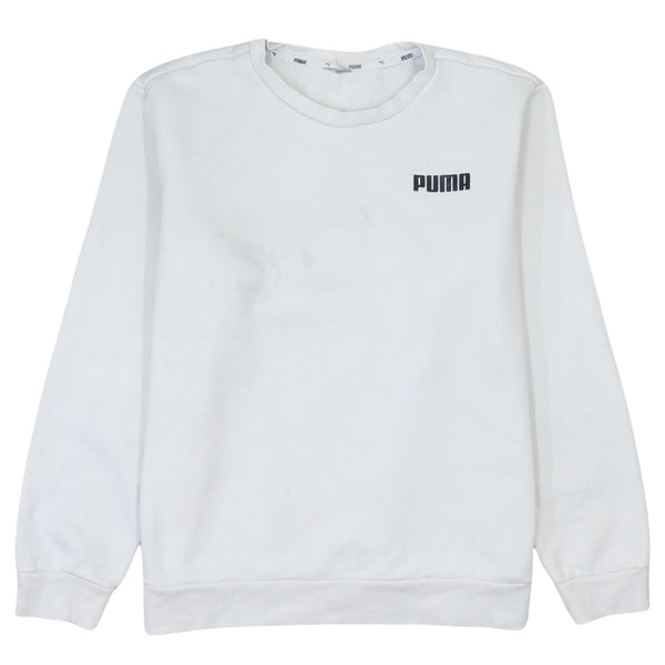 Puma 90's Vintage White Lightweight Cotton Crew Neck Sweatshirt L