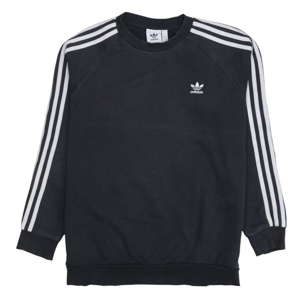 Adidas 90's Striped Sleeve Crew Neck Sweatshirt Medium Black