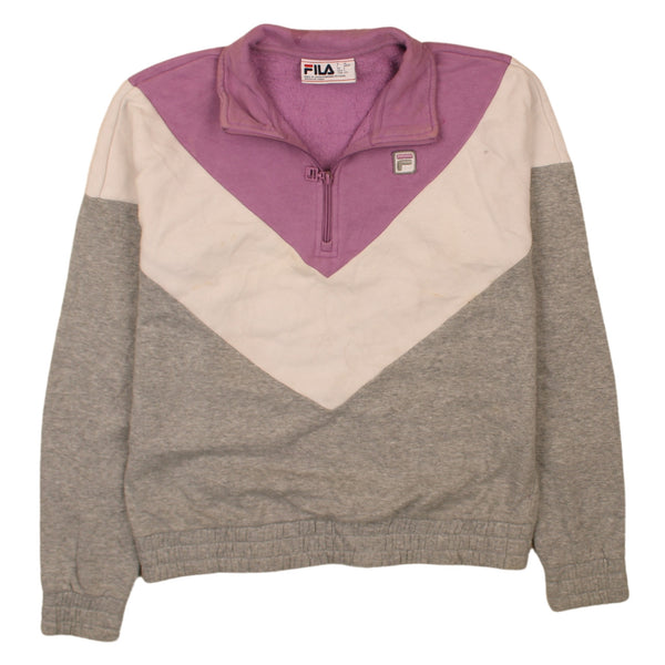 Fila 90's Heavyweight Quater Zip Sweatshirt Small Grey