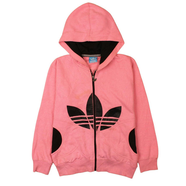 Adidas Pink 90's Spellout Full Zip Hoodie Womens Large Retro Vintage