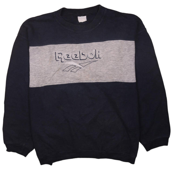 Reebok 90's Navy Blue Spellout Crew Neck Sweatshirt Men's XLarge