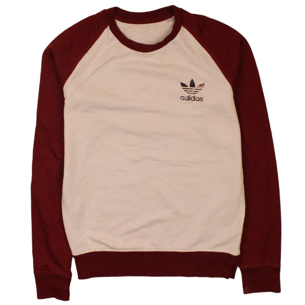 Adidas 90's Beige Heavyweight Crew Neck Sweatshirt Small Vintage