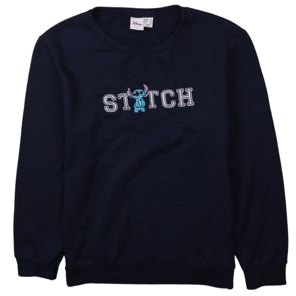 Disney 90's Stitch Crew Neck Sweatshirt XL Navy Blue Vintage