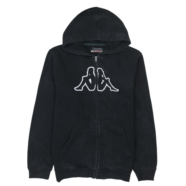 Kappa 90's Spellout Full Zip Up Hoodie XLarge Black