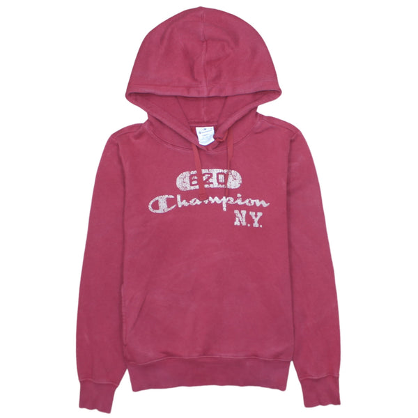 Vintage Champion 90s Red Spellout Cotton Pullover Hoodie Small