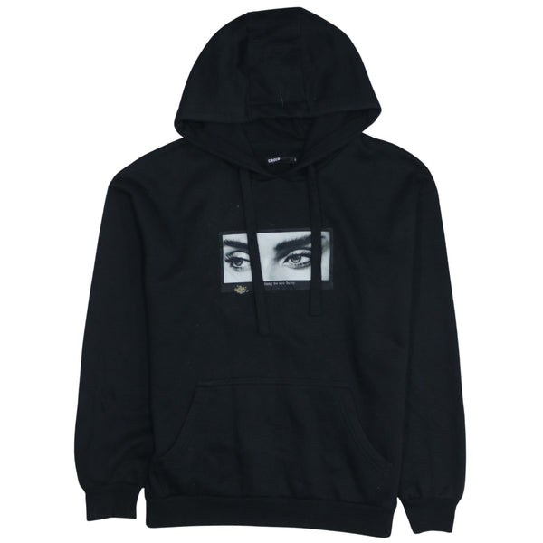 Retro 90's Black Cotton Hoodie with Pockets Size Small